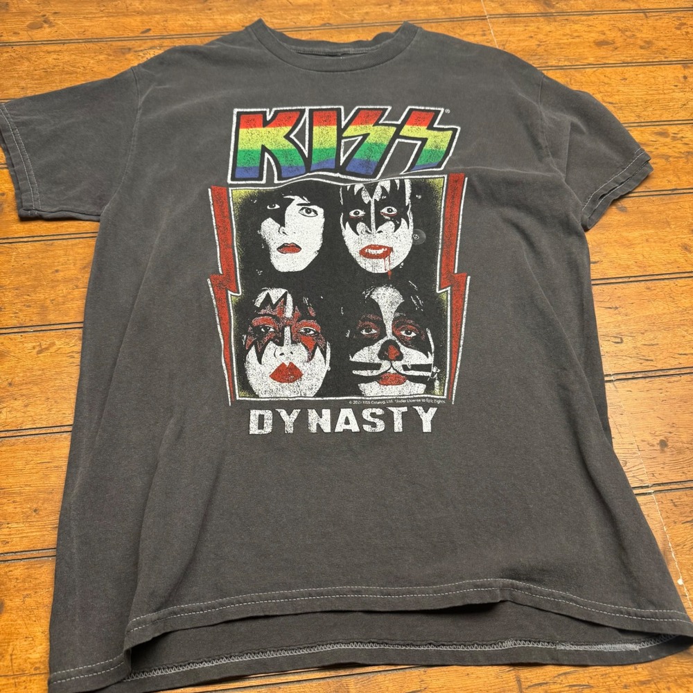 KISS Dynasty‎ Band T Shirt Gray Short Sleeve Graphic Tee Size S The Vinyl Icons